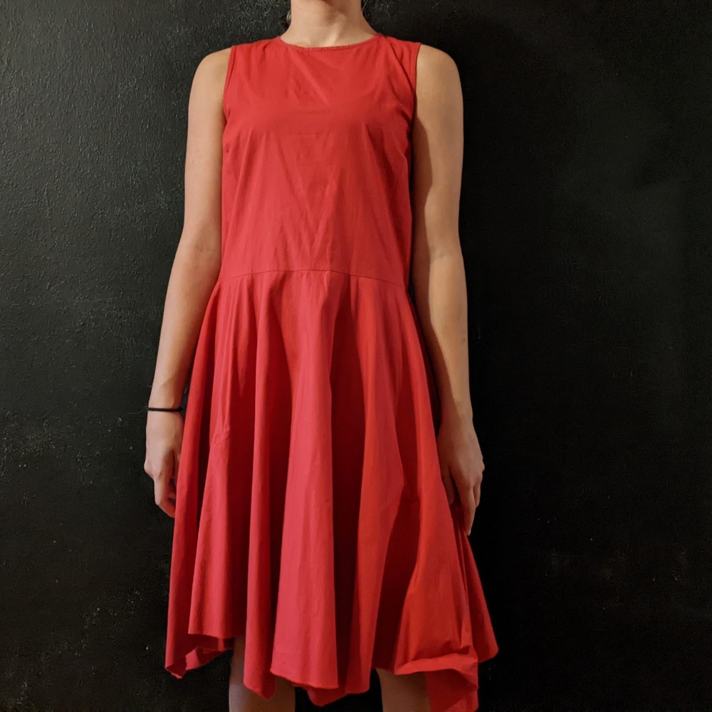 Laviniaturra Italian Designer's Dress Red Full Circle Asymmetric Hem Sz S EUR 42